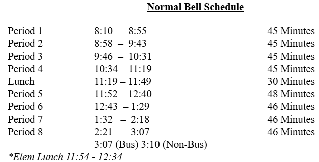 Normal Bell Schedule